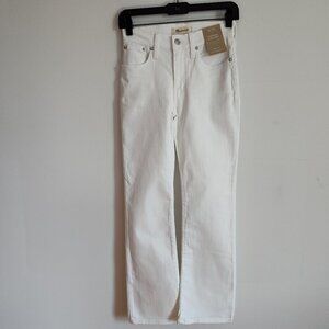 Ladies SZ 23 Madewell Pure White Mid-Rise Kick Out Jean